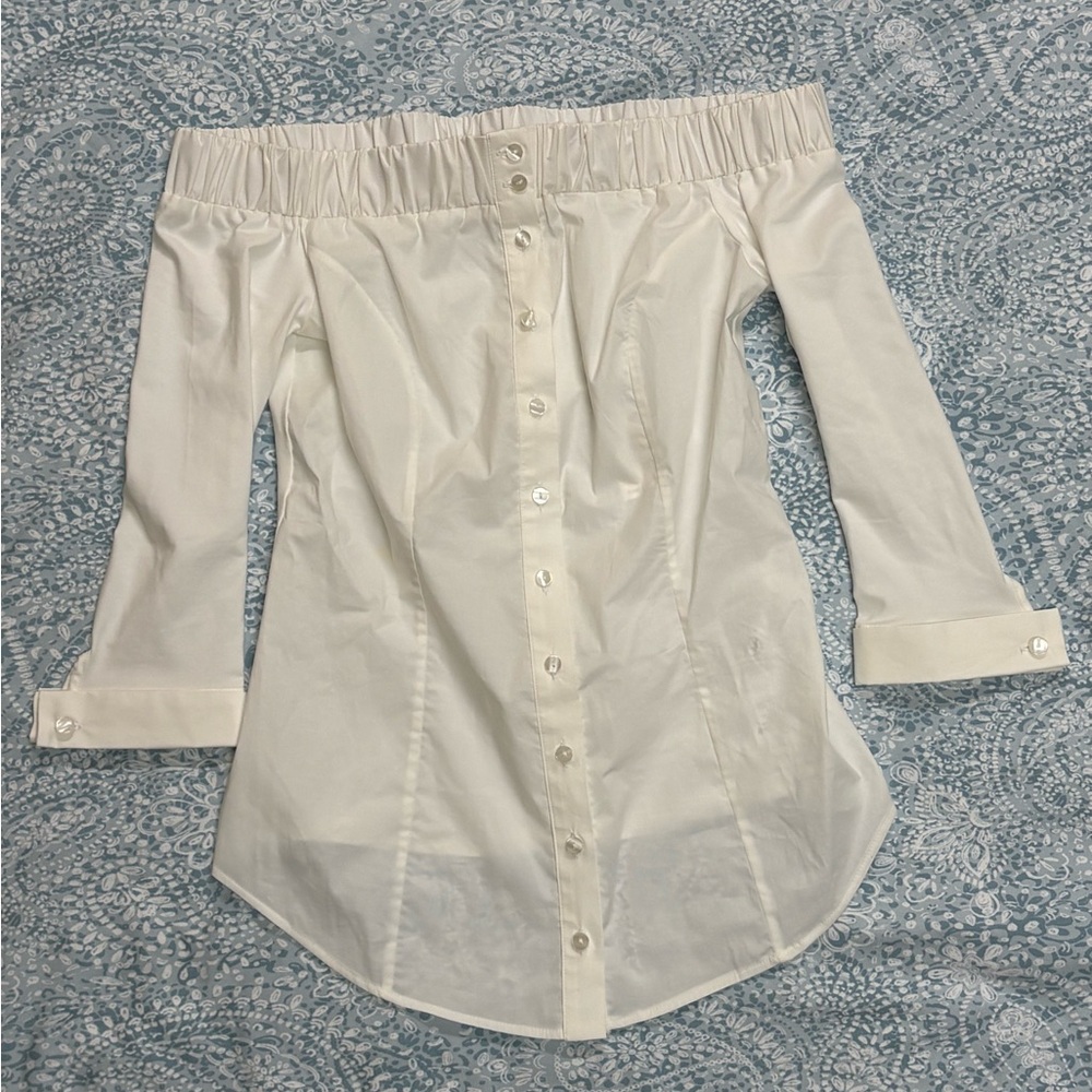 Anne Fontaine Off-Shoulder White Blouse